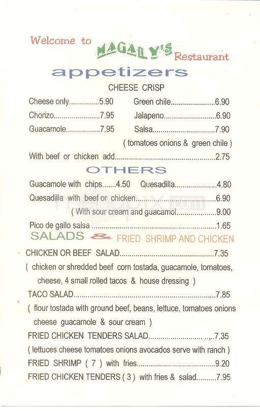 Magaly's Mexican Restaurant - Benson, AZ menu_pic
