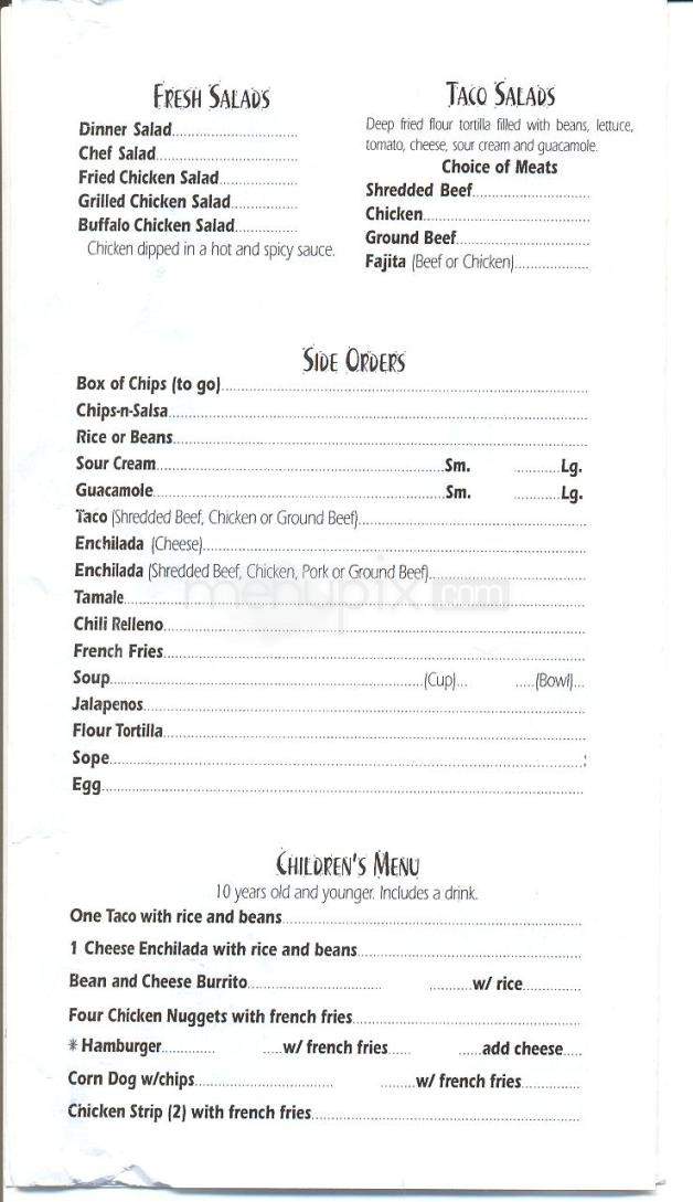 Arizona 86 Cafe - Benson, AZ menu_pic