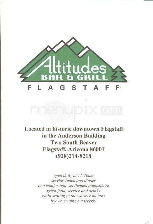Altitudes Bar & Grill - Flagstaff, AZ menu_pic