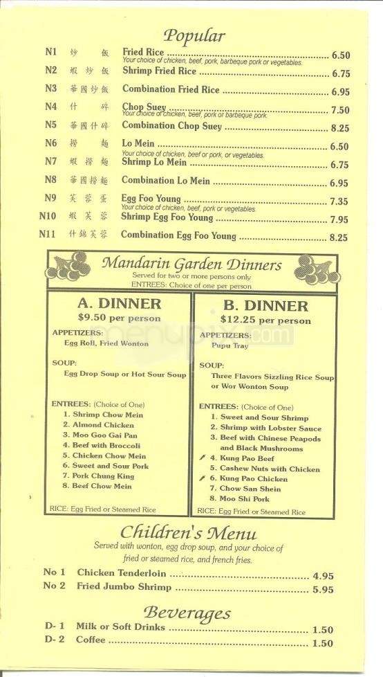 Mandarin Gardens Restaurant - Flagstaff, AZ menu_pic