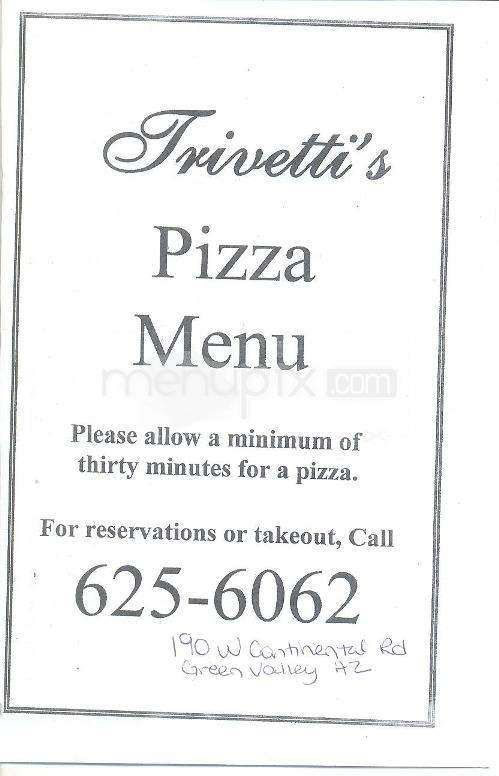 Trivetti's Restaurant & Pizza - Green Valley, AZ menu_pic