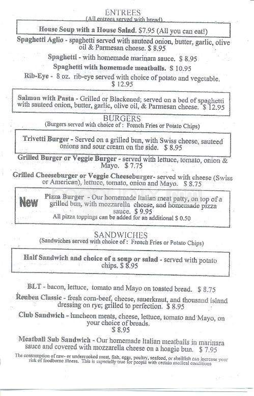 Trivetti's Restaurant & Pizza - Green Valley, AZ menu_pic
