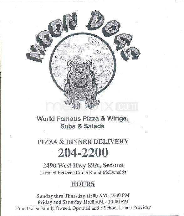 Moon Dogs Pizza & Dinner - Sedona, AZ menu_pic
