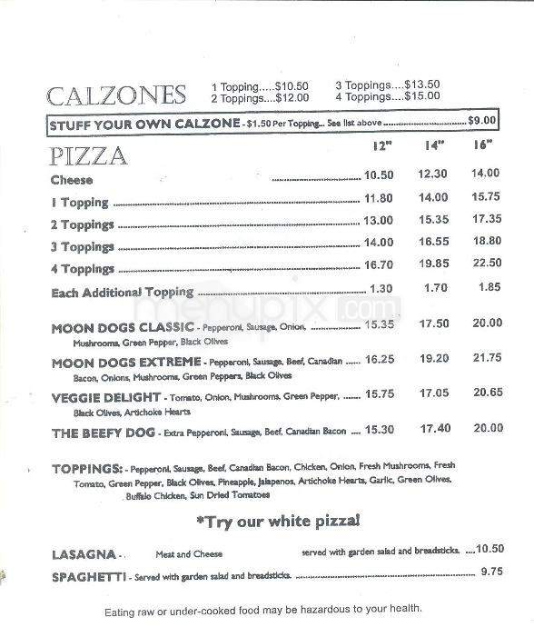 Moon Dogs Pizza & Dinner - Sedona, AZ menu_pic