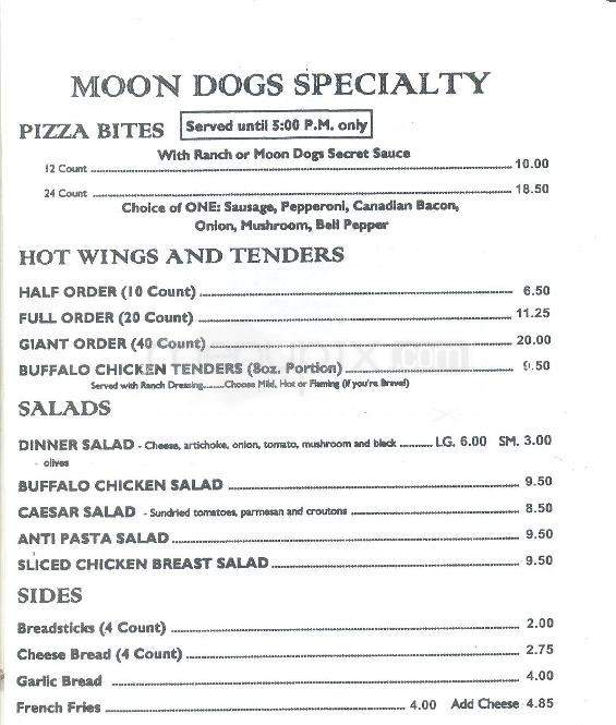 Moon Dogs Pizza & Dinner - Sedona, AZ menu_pic
