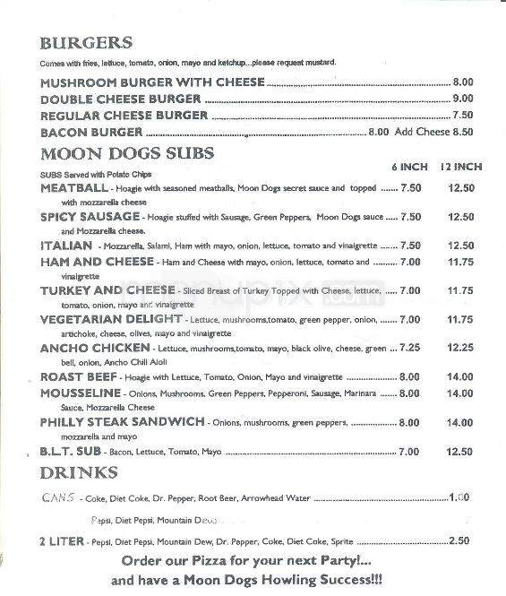 Moon Dogs Pizza & Dinner - Sedona, AZ menu_pic