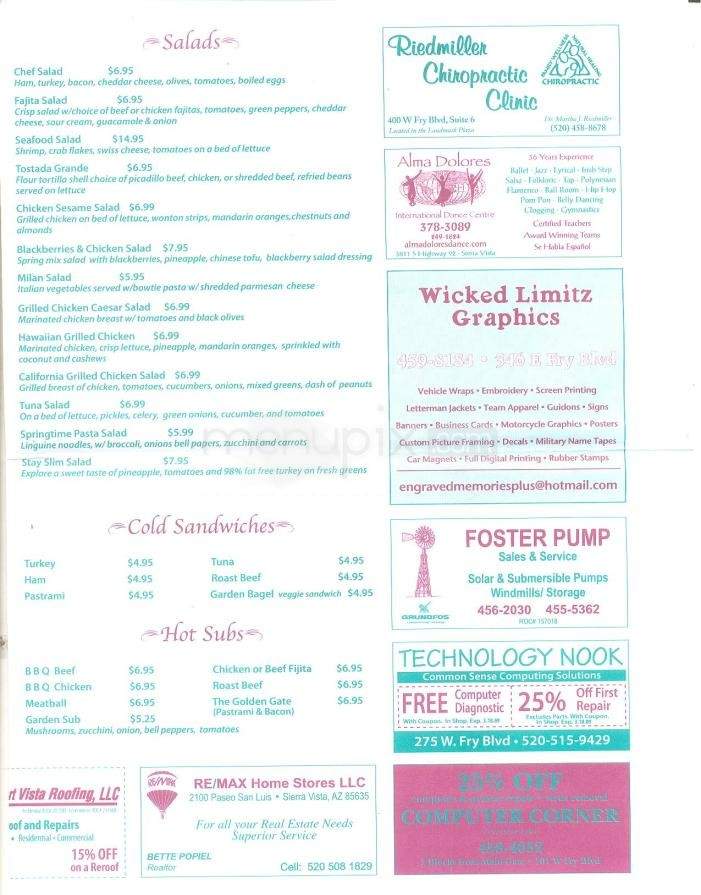 Caffe Ole - Sierra Vista, AZ menu_pic