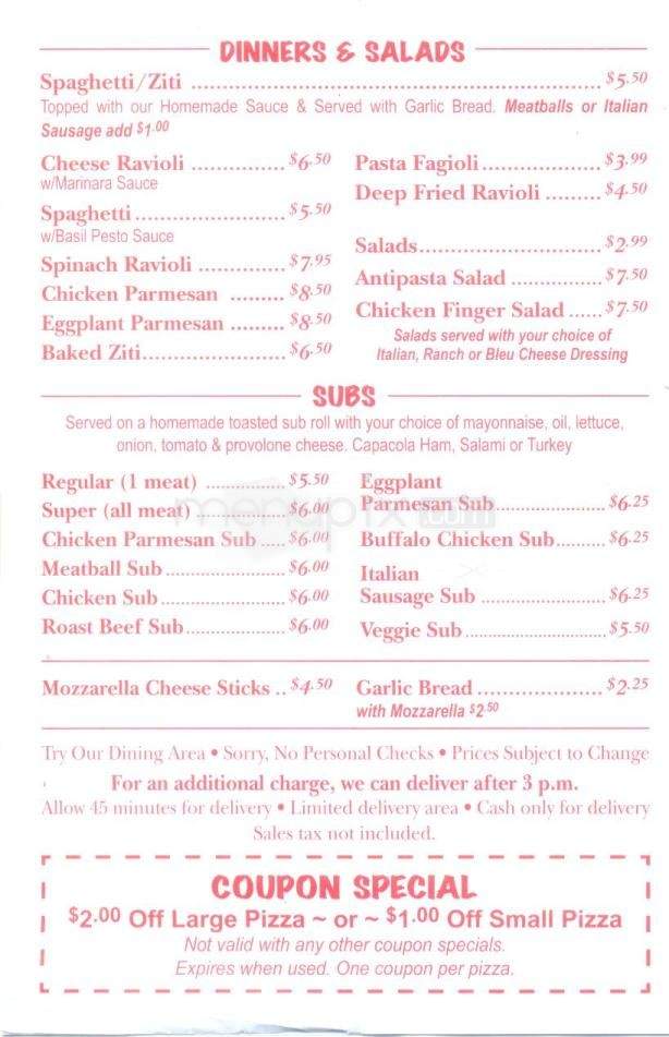 Vinny's New York Pizza - Sierra Vista, AZ menu_pic