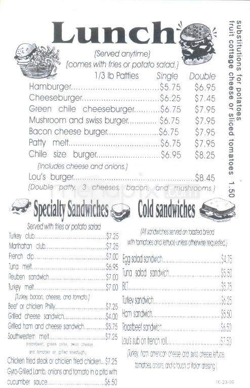 Cindy Lou's - Tucson, AZ menu_pic