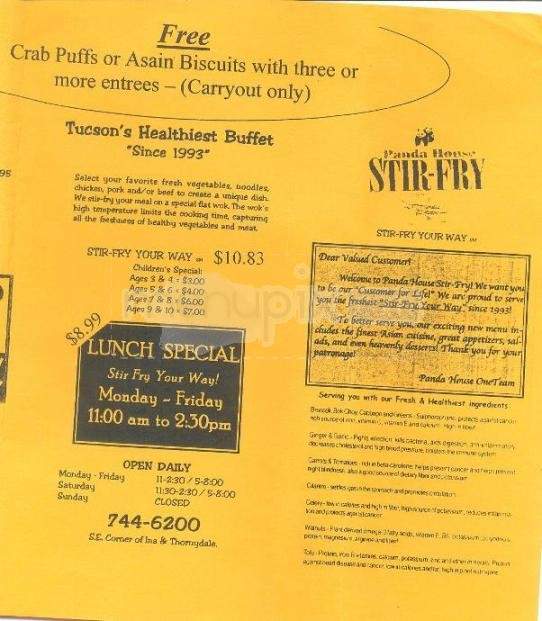 Panda House Stir-Fry - Tucson, AZ menu_pic