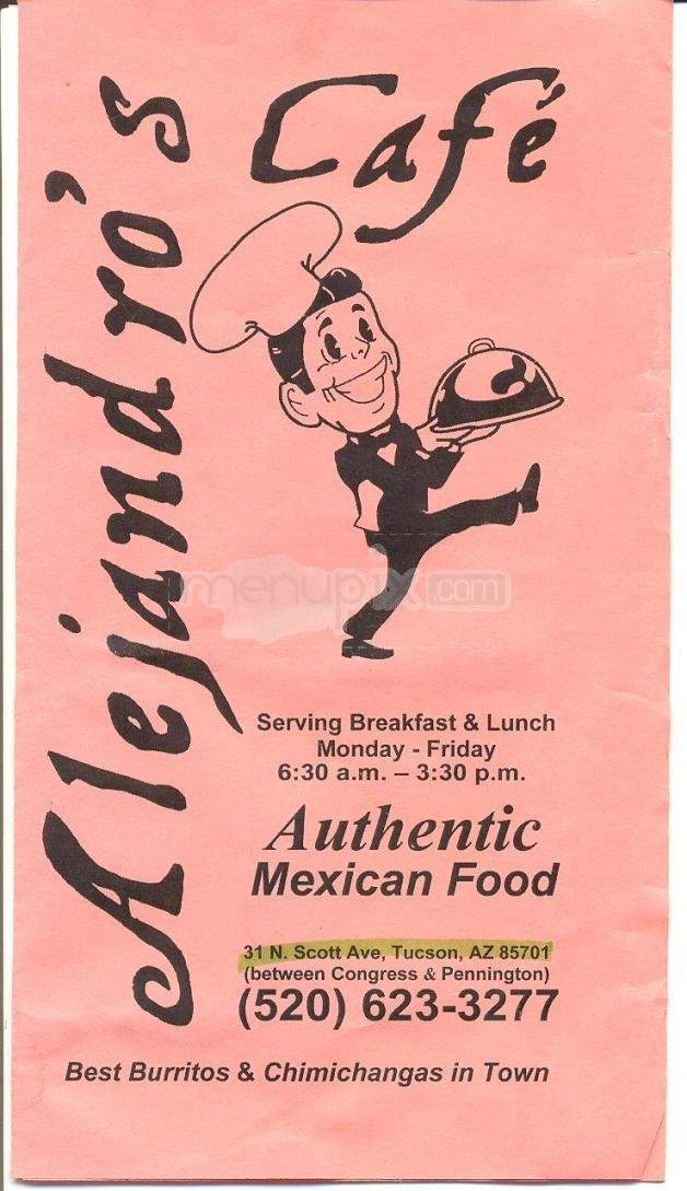 Alejandro's Cafe - Tucson, AZ menu_pic