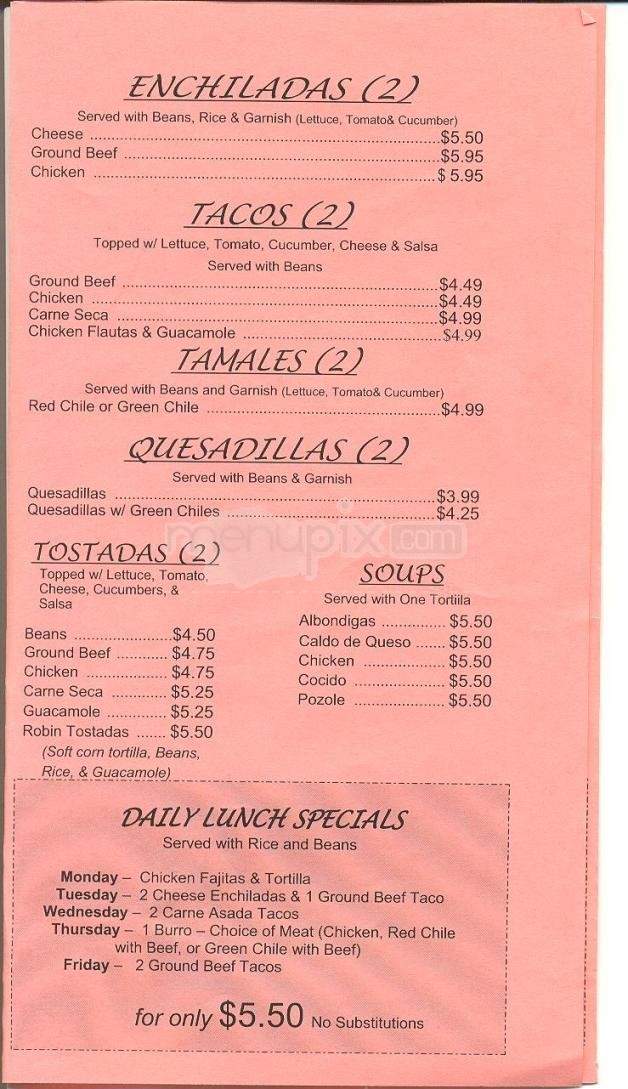 Alejandro's Cafe - Tucson, AZ menu_pic