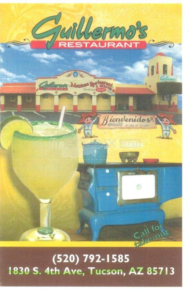 Guillermo's Restaurant - Tucson, AZ menu_pic