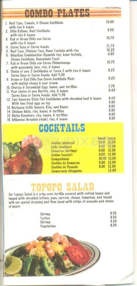 Guillermo's Restaurant - Tucson, AZ menu_pic