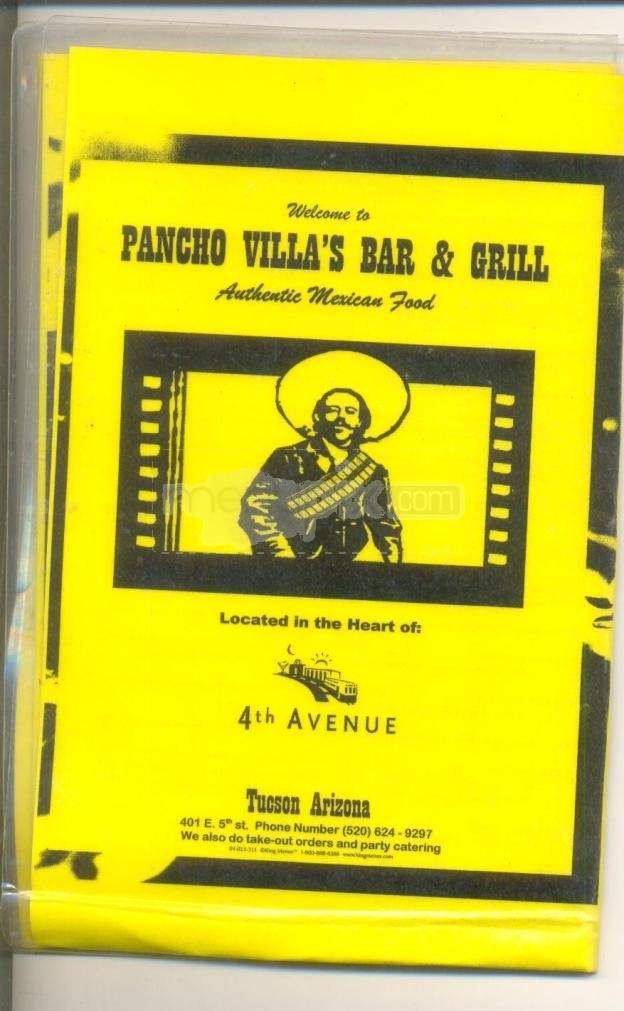 Pancho Villa's Bar & Grill - Tucson, AZ menu_pic
