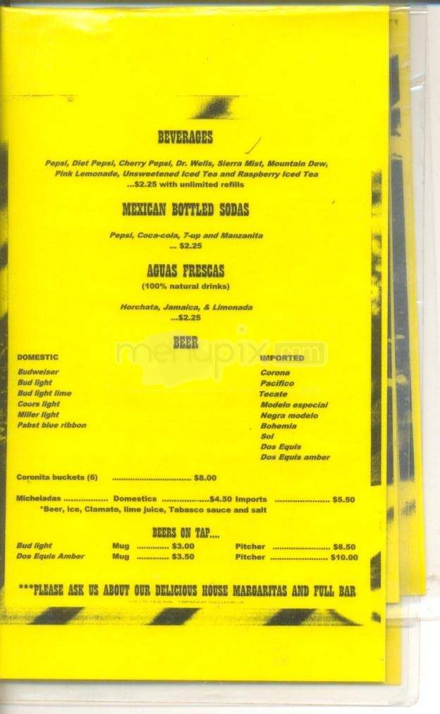 Pancho Villa's Bar & Grill - Tucson, AZ menu_pic