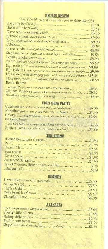 Crossroads Restaurant - Tucson, AZ menu_pic