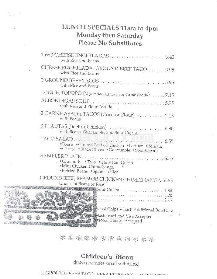 Casa Molina Del Norte Restaurant - Tucson, AZ menu_pic