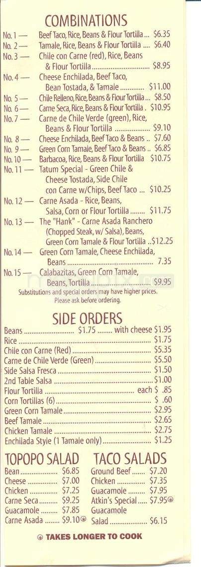 Lerua's Fine Mexican Food - Tucson, AZ menu_pic