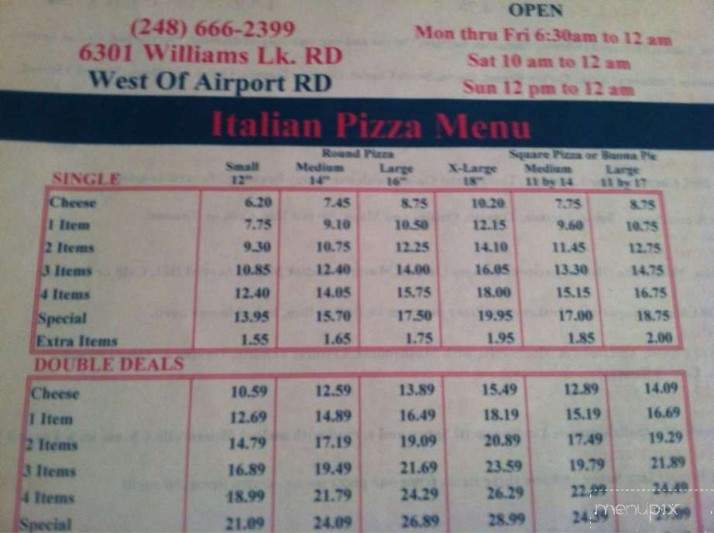 Anthony's Pizza - St. Augustine, FL menu_pic