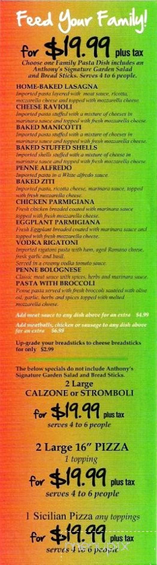 Anthony's Pizza - Front Royal, VA menu_pic