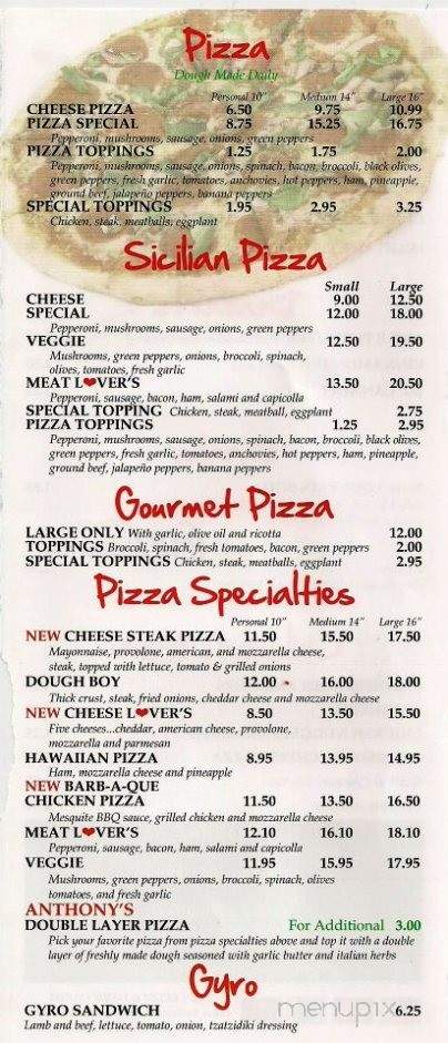 Anthony's Pizza - Front Royal, VA menu_pic