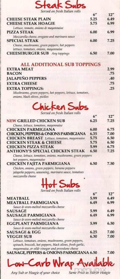 Anthony's Pizza - Front Royal, VA menu_pic