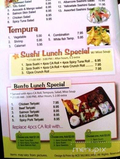 Aki Sushi & Roll - Los Angeles, CA menu_pic