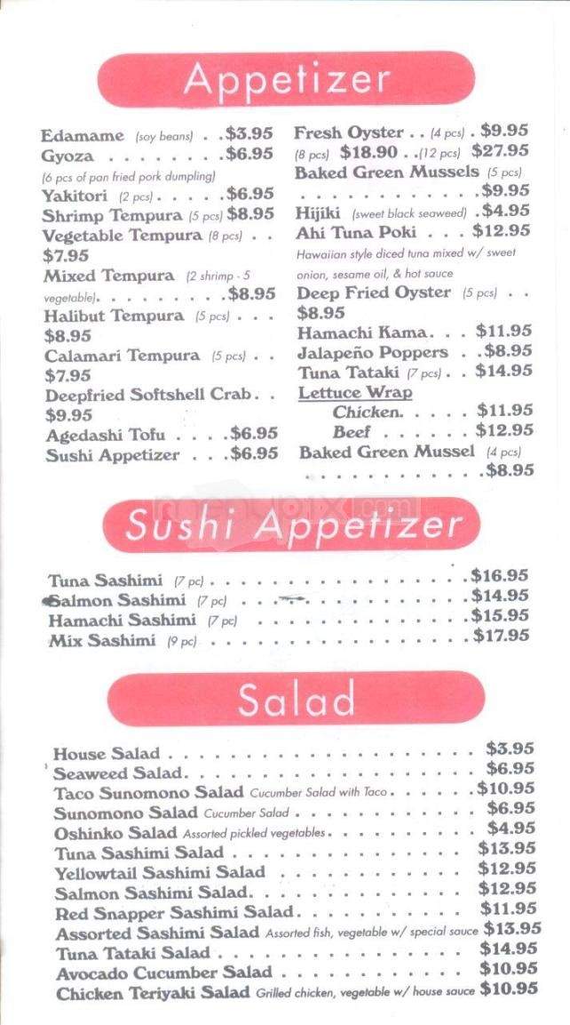Haru Sushi - Yardley, PA menu_pic