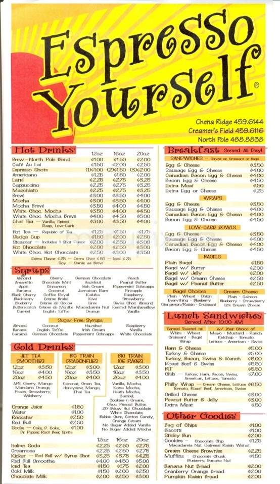 Espresso Yourself - Coral Springs, FL menu_pic