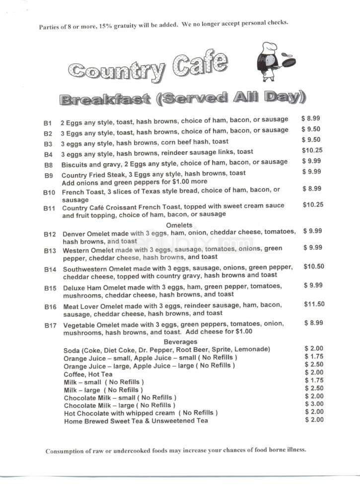 Country Cafe - Wyckoff, NJ menu_pic