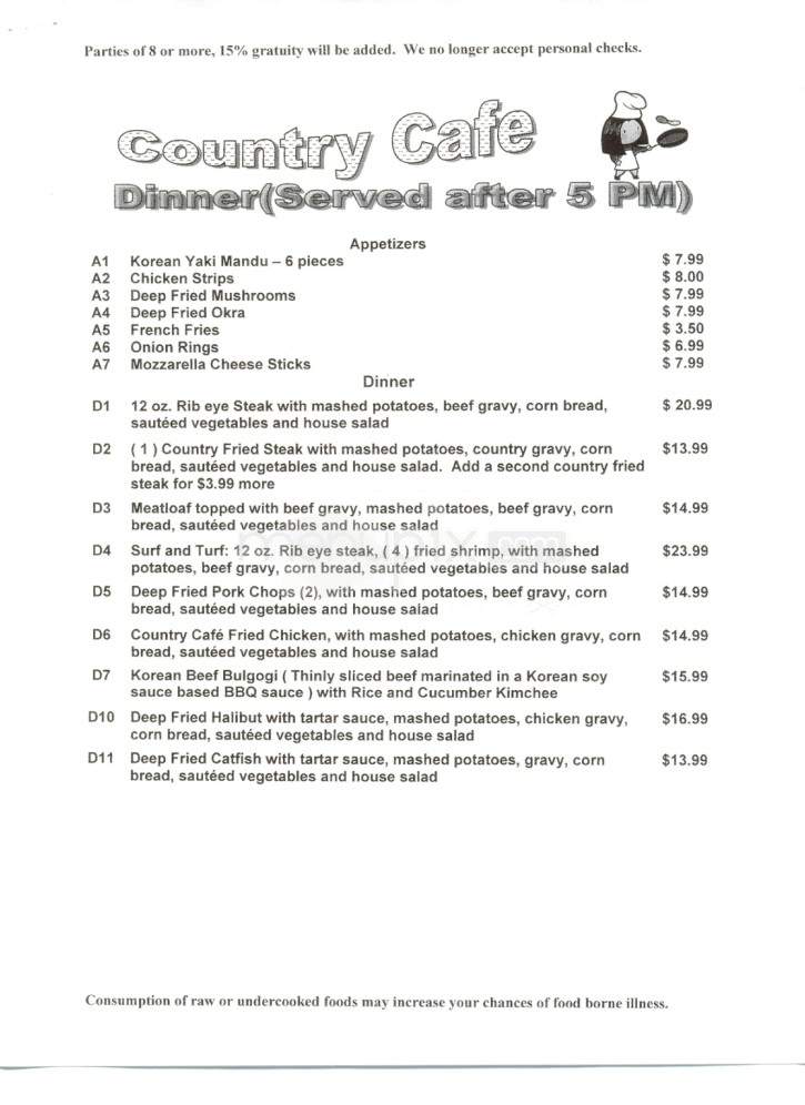 Country Cafe - Wyckoff, NJ menu_pic