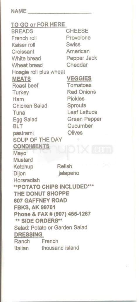 The Donut Shoppe - Fairbanks, AK menu_pic