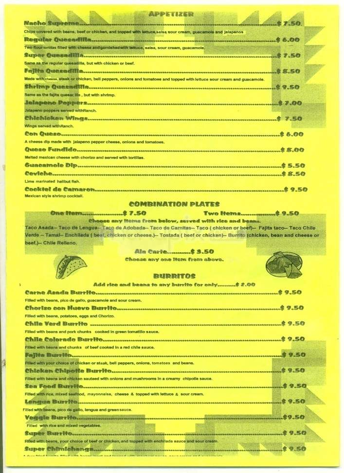 El Tapatio Mexican Restaurant - Fairbanks, AK menu_pic