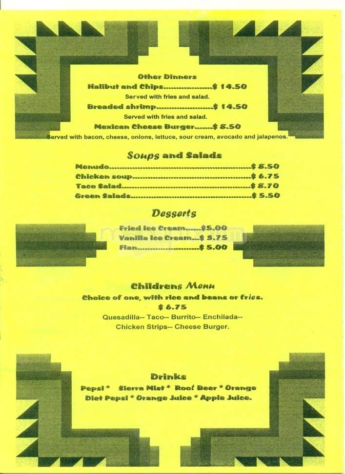 El Tapatio Mexican Restaurant - Fairbanks, AK menu_pic
