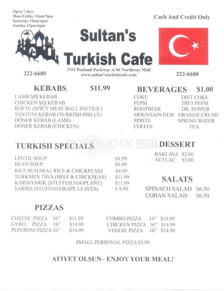 Sultan's Turkish Cafe - Anchorage, AK menu_pic