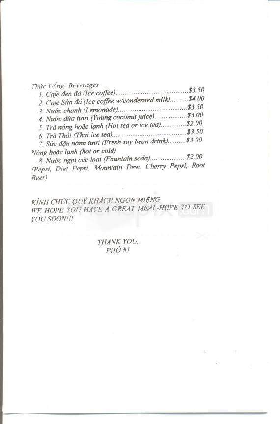 Pho #1 - Anchorage, AK menu_pic