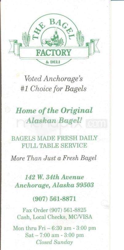 Bagel Factory - Anchorage, AK menu_pic