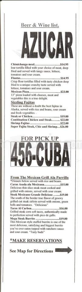 Azucar Fina - Fairbanks, AK menu_pic