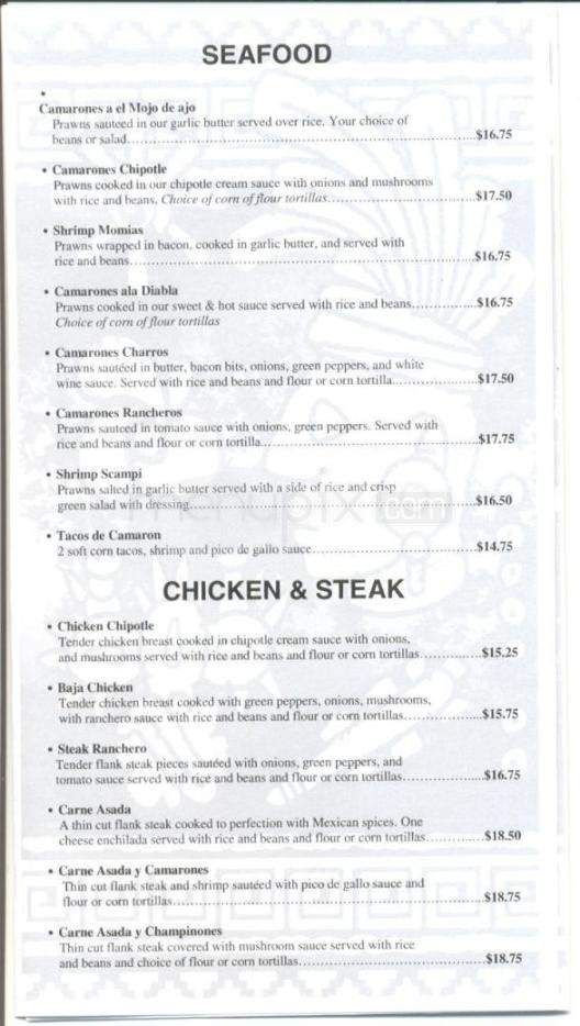 Mayan Palace, Mexican Restaurant & Cantina - Fairbanks, AK menu_pic