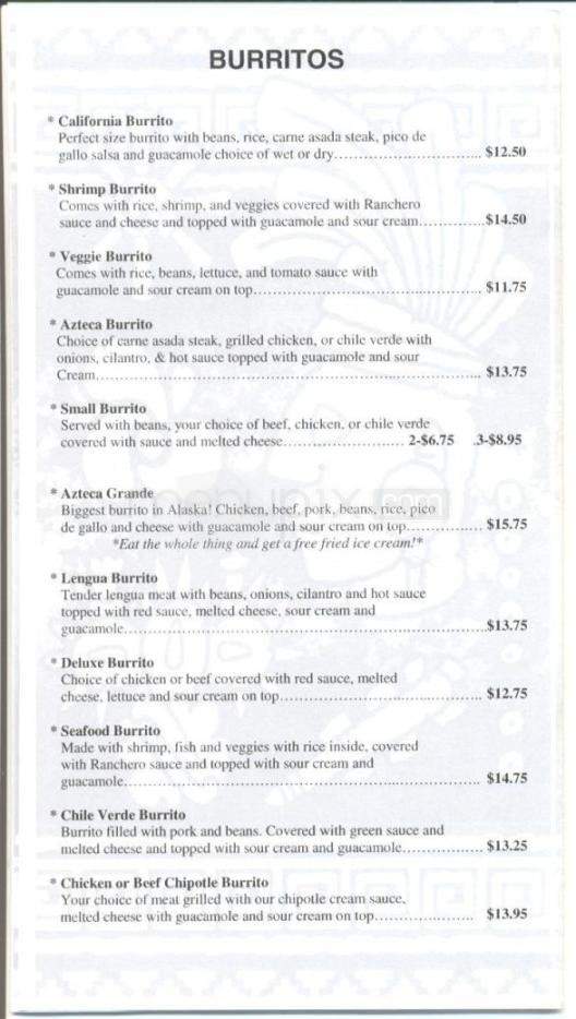 Mayan Palace, Mexican Restaurant & Cantina - Fairbanks, AK menu_pic