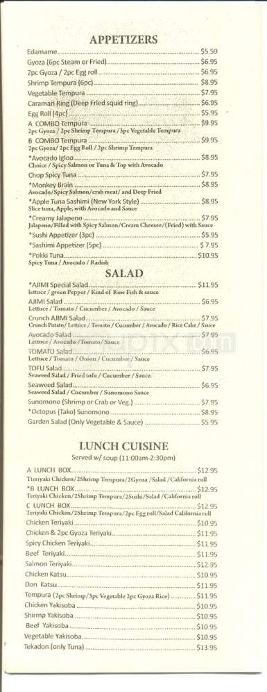 Ajimi - Fairbanks, AK menu_pic