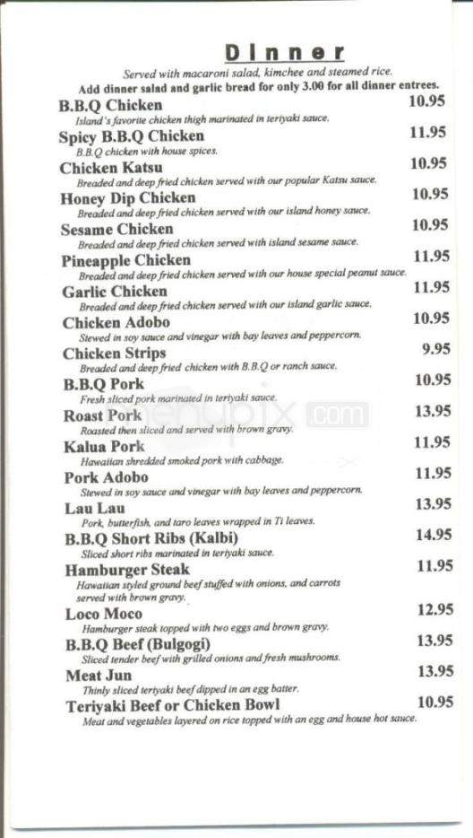 Aloha BBQ Grill - Fairbanks, AK menu_pic