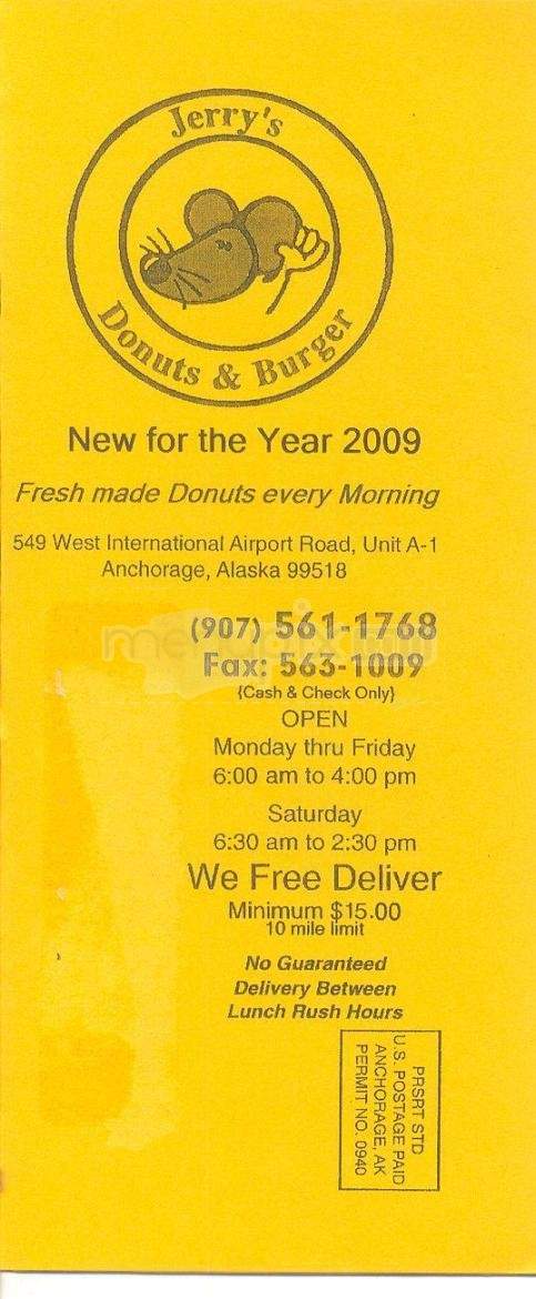 Jerry's Donuts & Burger - Anchorage, AK menu_pic
