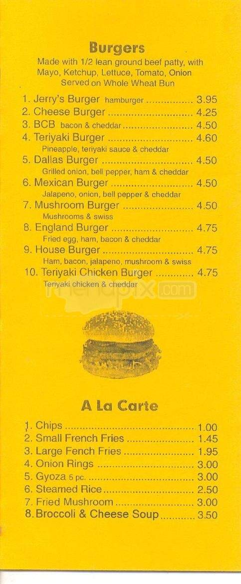 Jerry's Donuts & Burger - Anchorage, AK menu_pic