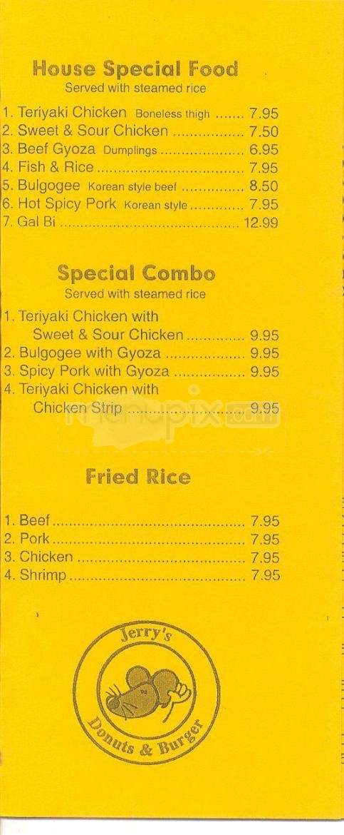 Jerry's Donuts & Burger - Anchorage, AK menu_pic