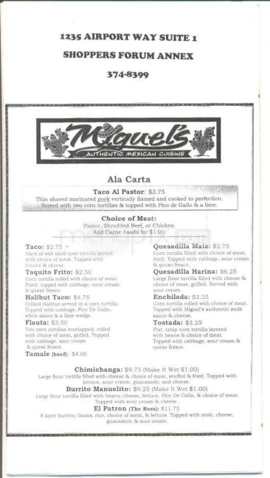 Miguel's Authentic Mexican Cuisine - Fairbanks, AK menu_pic