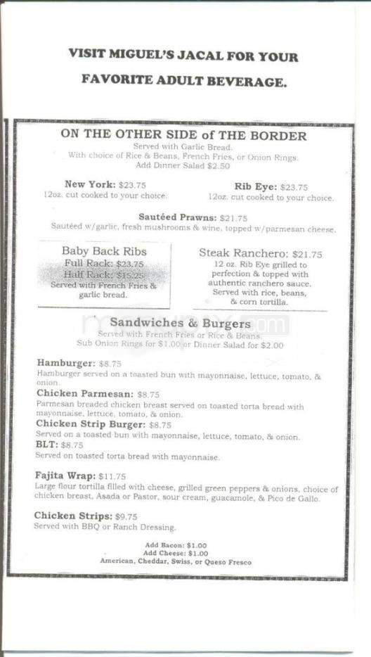 Miguel's Authentic Mexican Cuisine - Fairbanks, AK menu_pic