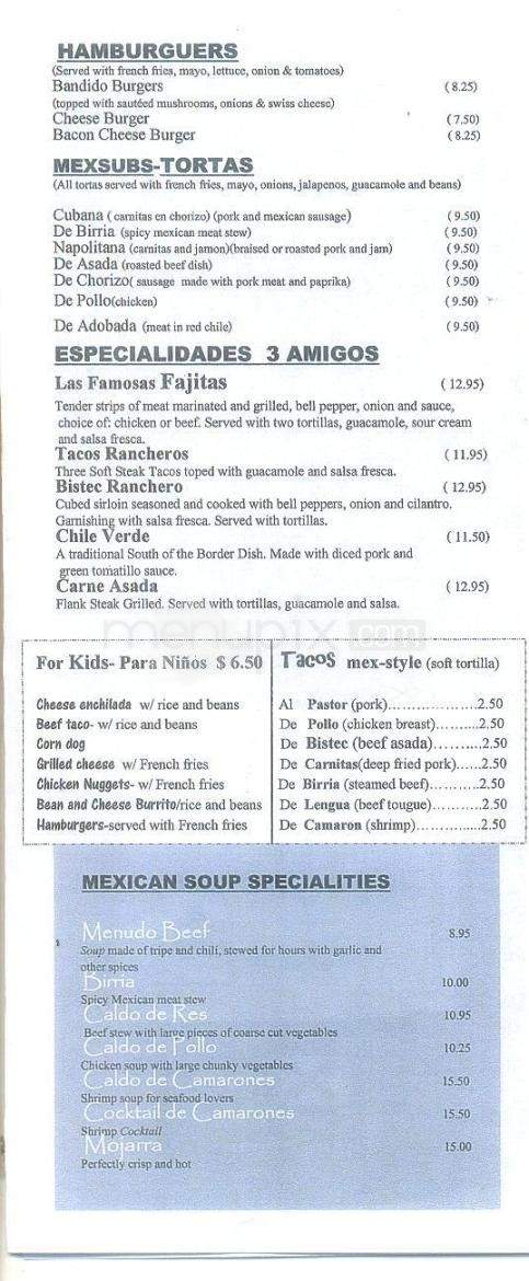 3 Amigos - Hope, AK menu_pic