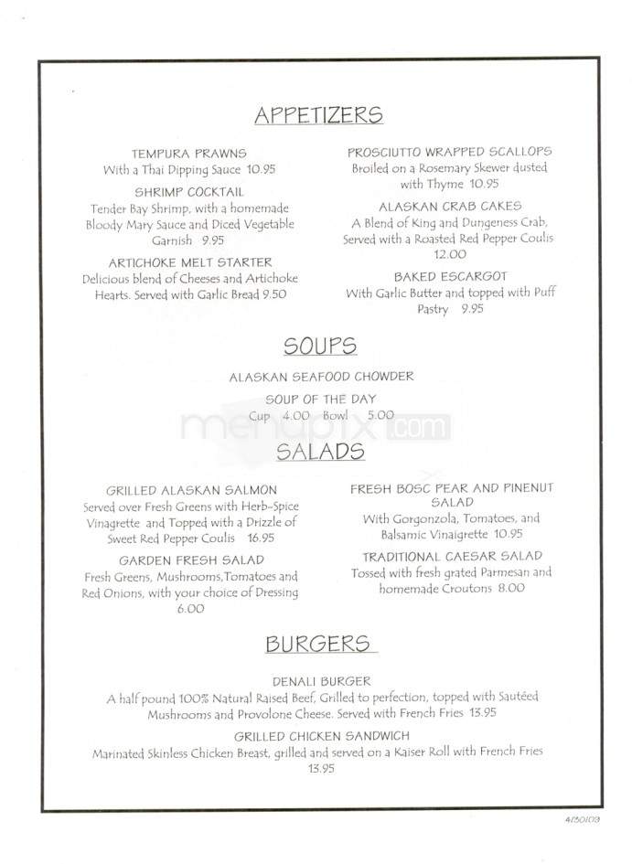 Golden Bear Restaurant - Tok, AK menu_pic